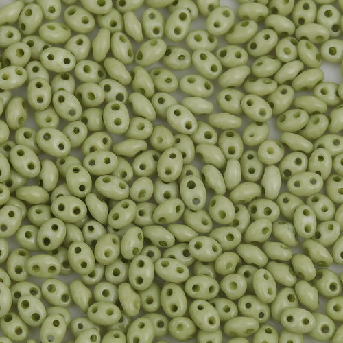 Изображение (Чешский Импорт) Стеклянные Семена с Двумя Отверстиями Бусины Зеленый Непрозрачный Примерно 5мм x 4мм, Размер Поры: 0.8мм, 10 Грамм (Примерно 18 шт/грамм)