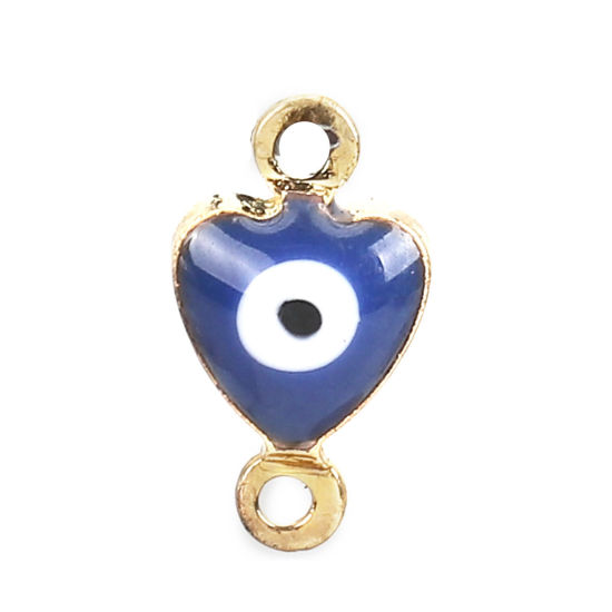 Picture of Brass Connectors Heart Evil Eye Enamel                                                                                                                                                                                                                        