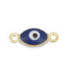 Picture of Brass Connectors Marquise Gold Plated Royal Blue Evil Eye Enamel 11mm( 3/8") x 4mm( 1/8"), 10 PCs