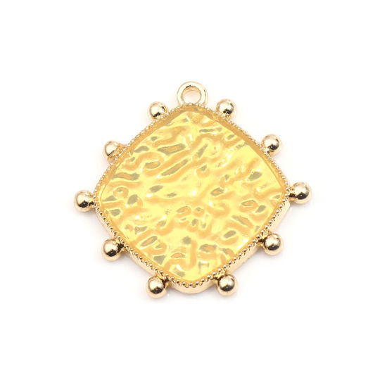 Picture of Zinc Based Alloy Charms Rhombus Gold Plated Yellow 26mm x 25mm, 10 PCs