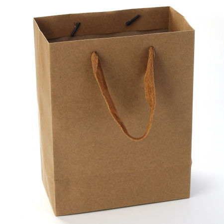 Image de Sacs Cadeaux en Papier Kraft Forme Rectangle Brun, 23cm x 18cm, 10 Pcs