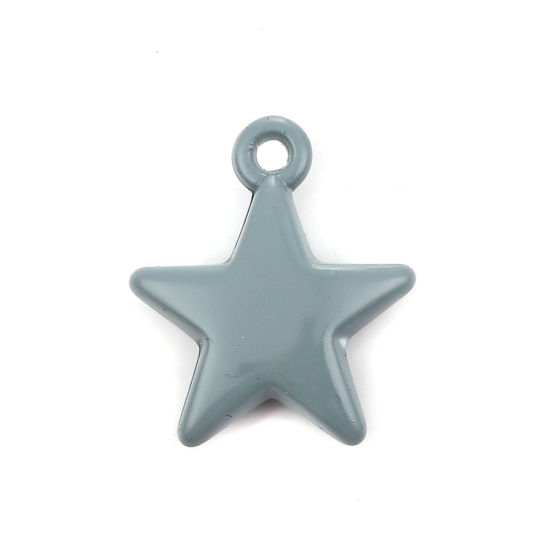 Picture of Acrylic Galaxy Charms Star Steel Gray 22mm x 19mm, 10 PCs