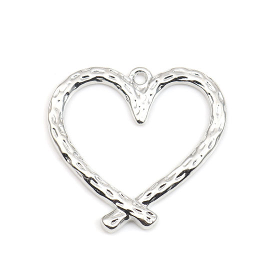Immagine di Lega di Zinco San Valentino Ciondoli Cuore Tono Argento 34mm x 33mm , 30 Pz