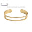Imagen de Latón Abierta Cuff Brazaletes Pulseras Chapado en Oro Hueco 15.6cm longitud, 1 Unidad