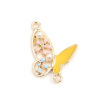 Imagen de Zamak Insecto Colgantes Charms Mariposa Chapado en Oro Amarillo & Azul Esmalte 21mm x 21mm, 5 Unidades
