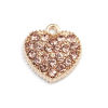 Picture of Zinc Based Alloy Charms Heart Gold Plated Light Pink Rhinestone 17mm x 17mm, 5 PCs
