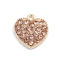 Picture of Zinc Based Alloy Charms Heart Gold Plated Light Pink Rhinestone 17mm x 17mm, 5 PCs