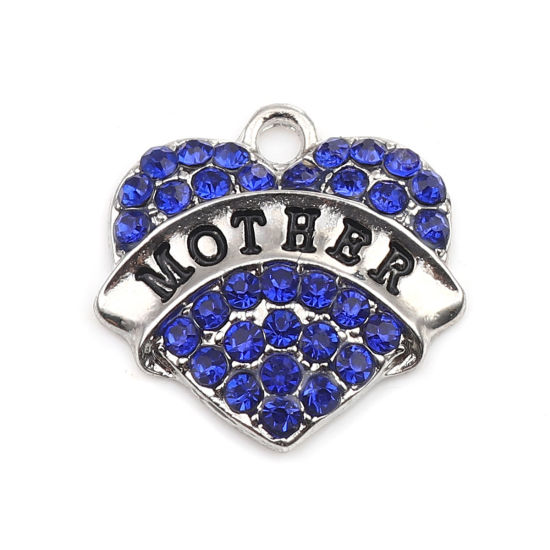 Picture of Zinc Based Alloy Charms Heart Message " Mother " Rhinestone 