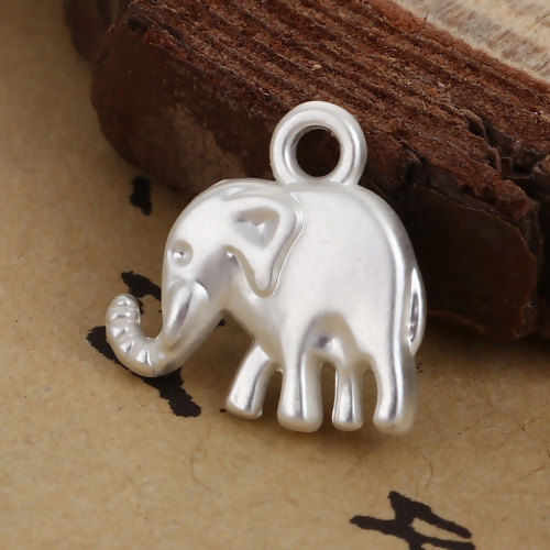 Bild von Zinklegierung Charms Elefant Matt Silber 13mm x 13mm, 10 Stück