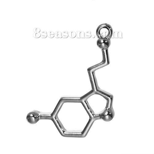 Immagine di 10 Pz Lega di Zinco Molecolare Chimica Scienza Charms Multicolore Serotonina 25mm x 13mm