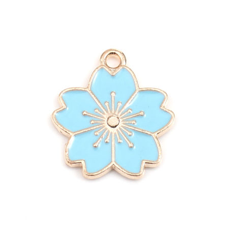 Charms aus zinkbasierter Legierung Sakura Flower Emaille