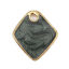 Picture of Zinc Based Alloy Enamel Charms Rhombus Gold Plated Dark Gray Glitter 17mm( 5/8") x 16mm( 5/8"), 5 PCs