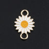 Изображение Цинковый Сплав Коннекторы фурнитуры Маргаритка Позолоченный белый & желтый С Эмалью 22мм x 14мм, 10 ШТ
