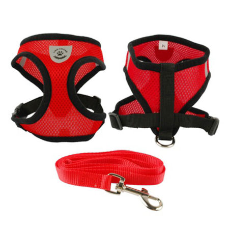 Pet Vest Chest Strap Traction Rope Leash Harness Red Size S, 1 Set