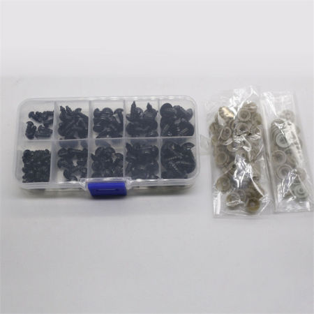 Black - Plastic Toy Doll Making Craft Eyes 12mm Dia - 6mm Dia（100 sets with gasket）
