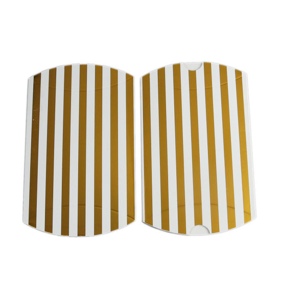 Bild von Versand Kartons Kissen Weiß & Gelb StreifenMuster 16.5cmx 9.7cm , 10 Stück