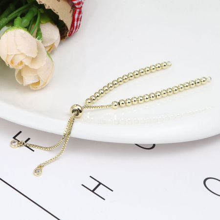 Brass Slider/Slide Extender Chain For Jewelry Necklace Bracelet Golden Adjustable Clear Rhinestone 12.2cm(4 6/8") long, 1 Piece