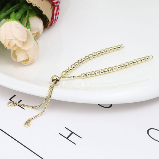 Picture of Brass Slider/Slide Extender Chain For Jewelry Necklace Bracelet Golden Adjustable Clear Rhinestone 12.2cm(4 6/8") long, 1 Piece                                                                                                                               