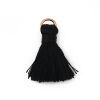 Picture of Rayon Tassel Charms Gold Plated Black 22mm( 7/8") long - 21mm( 7/8") long, 10 PCs