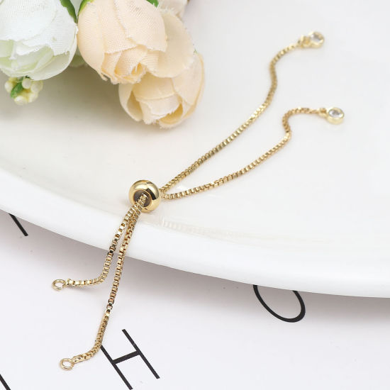 Picture of Brass Slider/Slide Extender Chain For Jewelry Necklace Braceleten Adjustable Clear Rhinestone