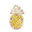 Picture of Zinc Based Alloy Charms Pineapple/ Ananas Fruit Gold Plated Yellow Rhinestone 22mm x 12mm, 5 PCs