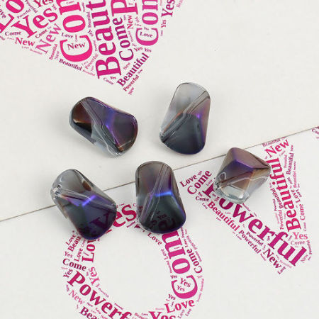 Glass AB Rainbow Color Aurora Borealis Beads Polygon Purple Transparent About 16mm x 10mm, Hole: Approx 1.2mm, 20 PCs