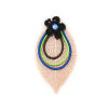 Picture of Brass & Elastic Band Pendants Leaf Rose Gold Blue 49mm(1 7/8") x 26mm(1"), 3 PCs