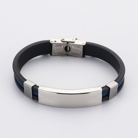 Stainless Steel Bangles Bracelets Silver Tone Blank Stamping Tags One Side 1 Piece