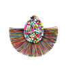 Picture of Glass Seed Beads & Polyester Tassel Pendants Drop Multicolor 60mm(2 3/8") x 52mm(2"), 3 PCs