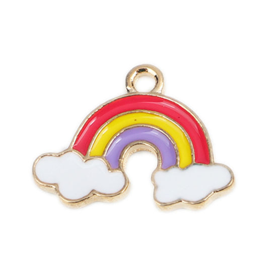 Picture of Zinc Based Alloy Weather Collection Charms Rainbow Multicolor Cloud Enamel