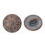 Picture of Zinc Based Alloy Metal Sewing Shank Buttons Round Antique Copper Flower Carved Spray Painted White 12mm( 4/8") Dia, 50 PCs