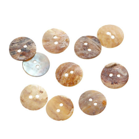Natural Shell Sewing Buttons Scrapbooking 2 Holes Round Natural Color 15mm( 5/8") Dia, 20 PCs