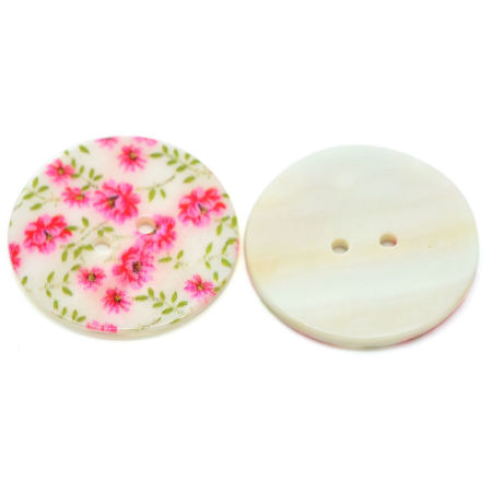 Botón Botón de Costura Dos Agujeros Concha de Ronda,Multicolor,Flor 3.0cm Diámetro, 20 Unidades 