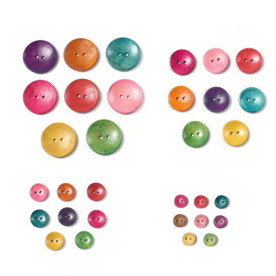 Picture of Wood Sewing Button Scrapbooking Round At Random