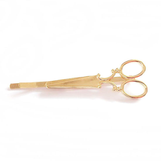 Picture of Hair Clips Scissor Gold Plated 6cm long, 3 PCs