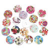 Picture of Natural Wood Sewing Buttons Scrapbooking Round At Random Flower Pattern