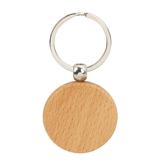 Picture of Wood Keychain Keyring Natural Round