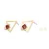 Picture of Zinc Based Alloy Ear Post Stud Earrings Findings Triangle Enamel Square W/ Loop