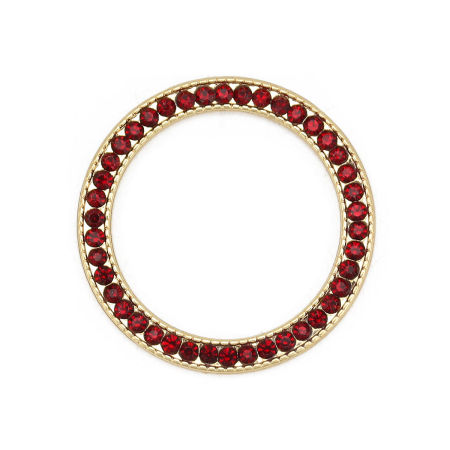 亜鉛合金 コネクターパーツ 環状 金メッキ ワインレッド色ラインストーン 27mm直径、 3 個