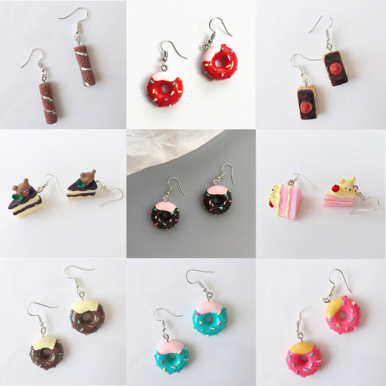 Imagen de Pendientes Marrón Cilíndrico Cake 1 Par