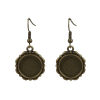 Picture of Zinc Based Alloy Cabochon Settings Earrings Findings Round Disc Antique Bronze (Fit 14mm Dia.) 40mm(1 5/8") x 20mm( 6/8"), Post/ Wire Size: (21 gauge), 10 PCs