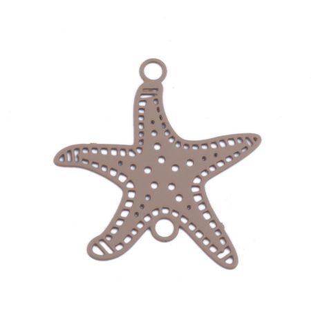 Image de Connecteurs Estampe en Filigrane en Laiton Etoile de Mer Café Clair 21mm x 20mm, 20 Pcs