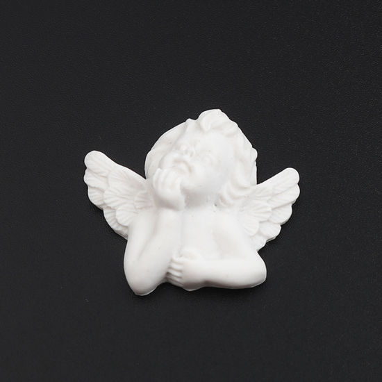 Image de Cabochons d'Embellissement en Résine Religieux Ange Blanc 33mm x 27mm, 5 Pcs