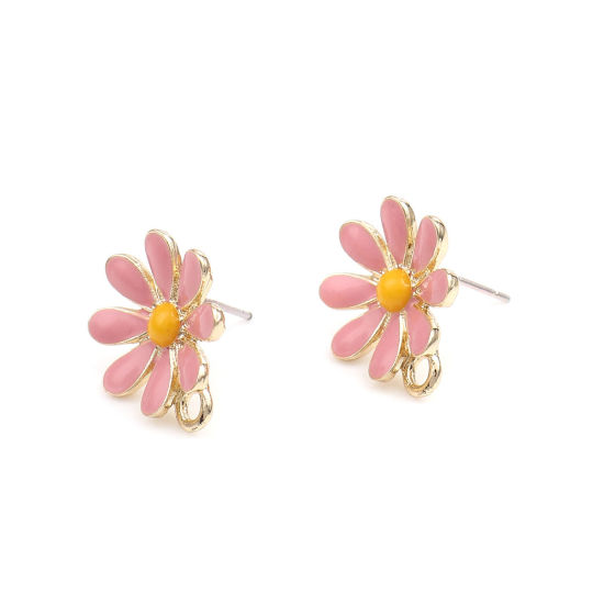 Image de Boucles d'Oreilles Puces en Alliage de Zinc Fleur avec Boucle     