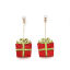 Bild von Vliesstoff Ohrring Vergoldet Rot Weihnachten Geschenkbox Acryl Imitat Perle 7.5cm, 1 Paar