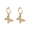 Picture of Hoop Earrings Gold Plated Butterfly Animal 53mm x 30mm, 1 Pair
