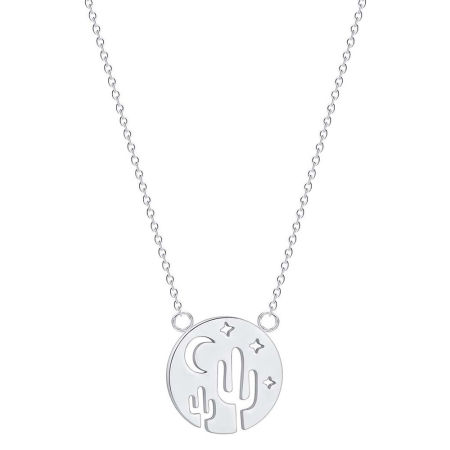 Acero Inoxidable Collares Tono de Plata Ronda Cactus 45cm longitud, 1 Unidad