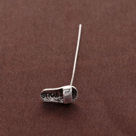 Zinc Based Alloy Ball Head Pins Antique Silver Color Shoes 5.8cm(2 2/8") long, 0.7mm (21 gauge), 20 PCs