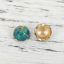 Picture of Brass Cloisonne Beads Caps Lotus Flower Gold Plated Peacock Green Enamel (Fit Beads Size: 12mm Dia.) 11mm( 3/8") x 10mm( 3/8"), 2 PCs