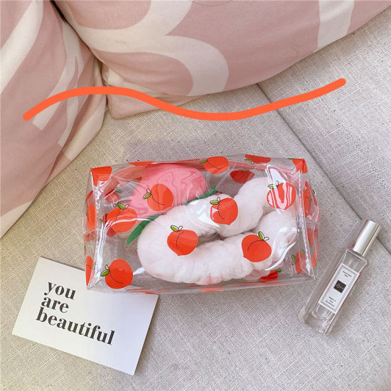 Picture of 1# A lot of peach transparent waterproof cosmetic bag portable large capacity